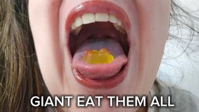 Giantess Fantasy Vore Devours Gummy Bears After Aggressive Kissing and Lipstick Marks
