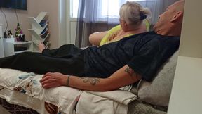 high-quality deep blowjob from a neighbor with cum swallowing