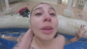 My evil stepbrother tests my breathing underwater - pool