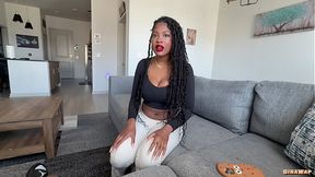 Petite ebony beauty with big natural tits gets pounded before seeing her bf