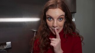 Facial for a redhead with blue eyes after POV fucking