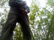I masturbate my cock outside in the bushes and cum.