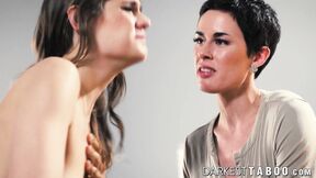 Natural tits babe Olive Glass teaches adorable teen how to fuck