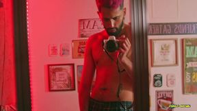 big uncut cock latino camilo brown jerking before bed cumshot in the mirror