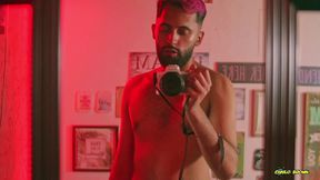 big uncut cock latino camilo brown jerking before bed cumshot in the mirror
