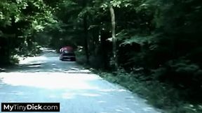 He's getting a wet outdoor blowjob from his blonde girlfriend