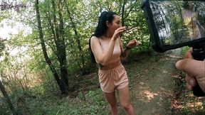 Vlog ends with risky quickie blowjob in public park