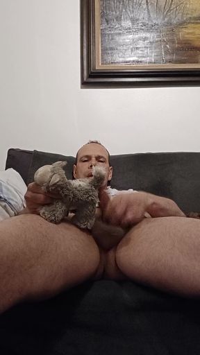 Cumshot on a stuffed animal