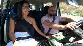 young sexy girl outdoor session carsex old and young public