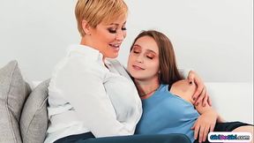 Stepmom and stepteen facesit babysitter