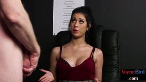 Busty Tits secretary femina teases naked male in meeting roo