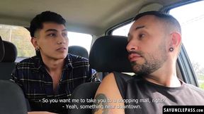 Horny Colombians Milo Star and Felipe Kun share steamy car sex