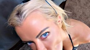 Big-tiddy blonde stepmom rides taboo cock after POV bj