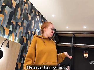 Wrong Couch Morning with Redhead Step Mommy - Biggest Boobs Mistake Gets Wild Bang in Shared Couch on Vacation