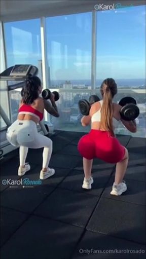 Fucking With Her Friend in POV Gym Threesome - Threesome with big ass busty brunettes