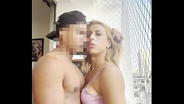 Playing with his dick at balcony