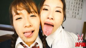 Yua HIDAKA, the Teacher and Ai KAYAMA, Student Thirsty for Saliva!