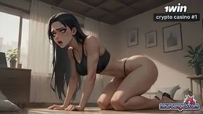 Blue-Haired Bliss: Dual Penetration & Milk Spray Delight