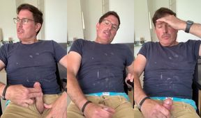Edged all day with mustache daddy’s jeans full of cum