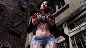Hentai Fashionista Shows Off Tits in Alley for Sexy Gameplay Action