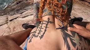 Nasty Bitches in Beach Orgy Fuckfest on Deserted Shore