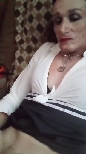 Brandy gets extremely horny and rides fuck machine for more than twelve sissygasms