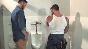 Handsome Gay And a Hunky Muscular Plumber Please Each Other With Exciting BJ In the Public Toilet