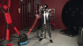 Blonde Girl In Black Latex Catsuit Full Encased In Inflatable Rubber And Full Body Plastic Suit - Verified Amateurs