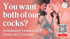 ASMR Audio Porn: MFM Threesome in a Hotel Room with Double Penetration & Cock Sharing