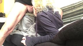 with the flu and fever i put the thermometer into my mouth ( with little blonde )