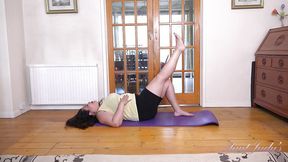 Chubby Yoga MILF Mimi displays off her big natural tits