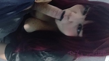 Gothic Hotwife with Bigtits sucking your cuckold husband + Cumshot Facial