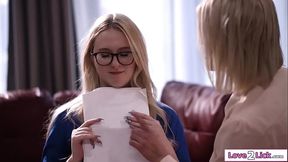 Lesbian teachers having foursome meeting