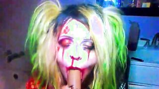 Bimbo into a harley quinn costume blows your dick