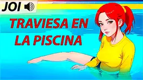 Naughty Pool JOI Hentai Fun with Seductive Spanish Voice Teases
