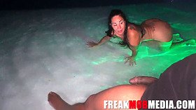 Queen Rogue gets pounded hard at the Puerto Rico Pool by a BBC