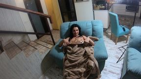 naked in my fur coat, deep blowjob, doggy fuck and cum on satin lining