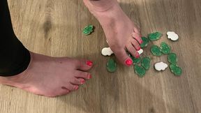 Candy frog barefeet trampling