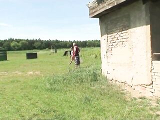 Old grand-dad banged a breasty teen outdoors
