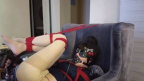 mz04 - Orgasm Training with Pantyhose and Red Rope Binding