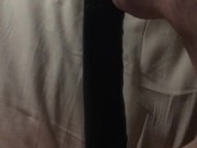 Solo playing with 12" double ended dildo