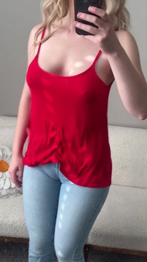 No-bra babe gets naughty