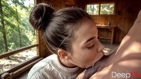 my girlfriend ran away from her husband and came to me, then pounced on my big black cock and started sucking it[ai]