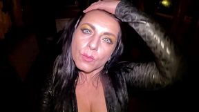 dominant vampire gooning joi. big tits, black leather, smoking and sparkling claws