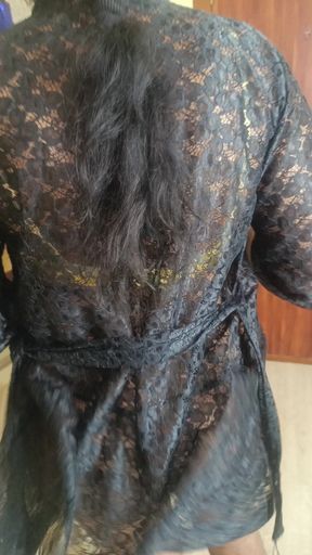 Black Colour Transparent Dress