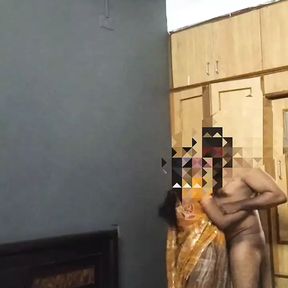 Tamil wife cuddling kissing boob show fuck in front and back