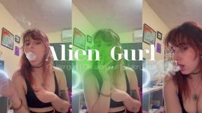 Heavy Smoker Flashes her Boobs as she Smokes a Cork | Alien Girl