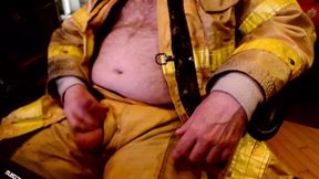 Jerkoff and Cum on Firefighter Turnout Gear