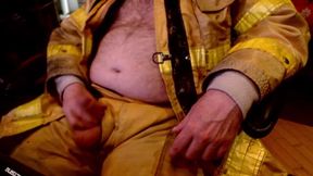 Jerkoff and Cum on Firefighter Turnout Gear