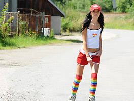 Hot girl on inline skates